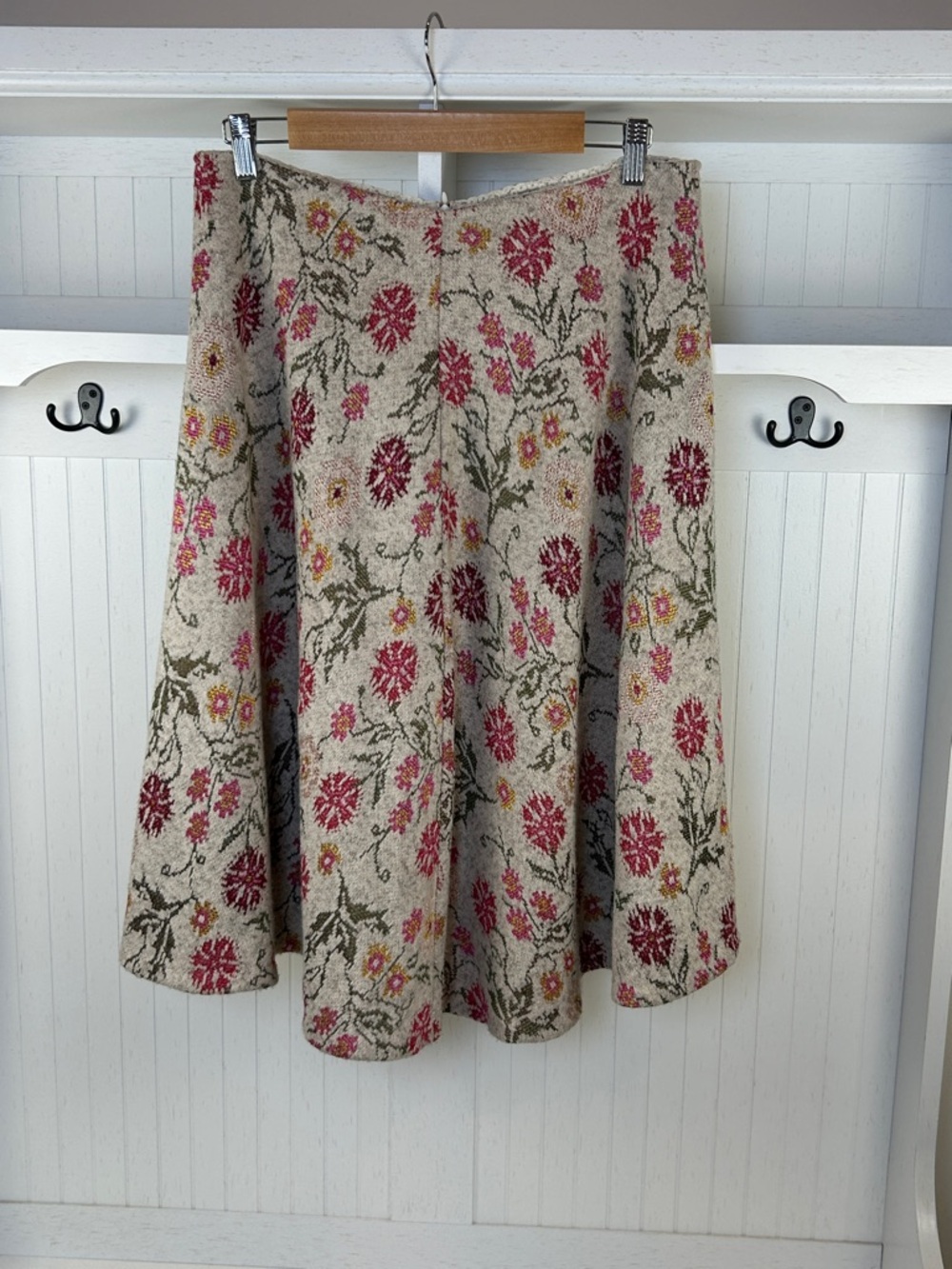 Cecilia Prado Anthropologie Floral Tapestry Knit Midi Skirt L
